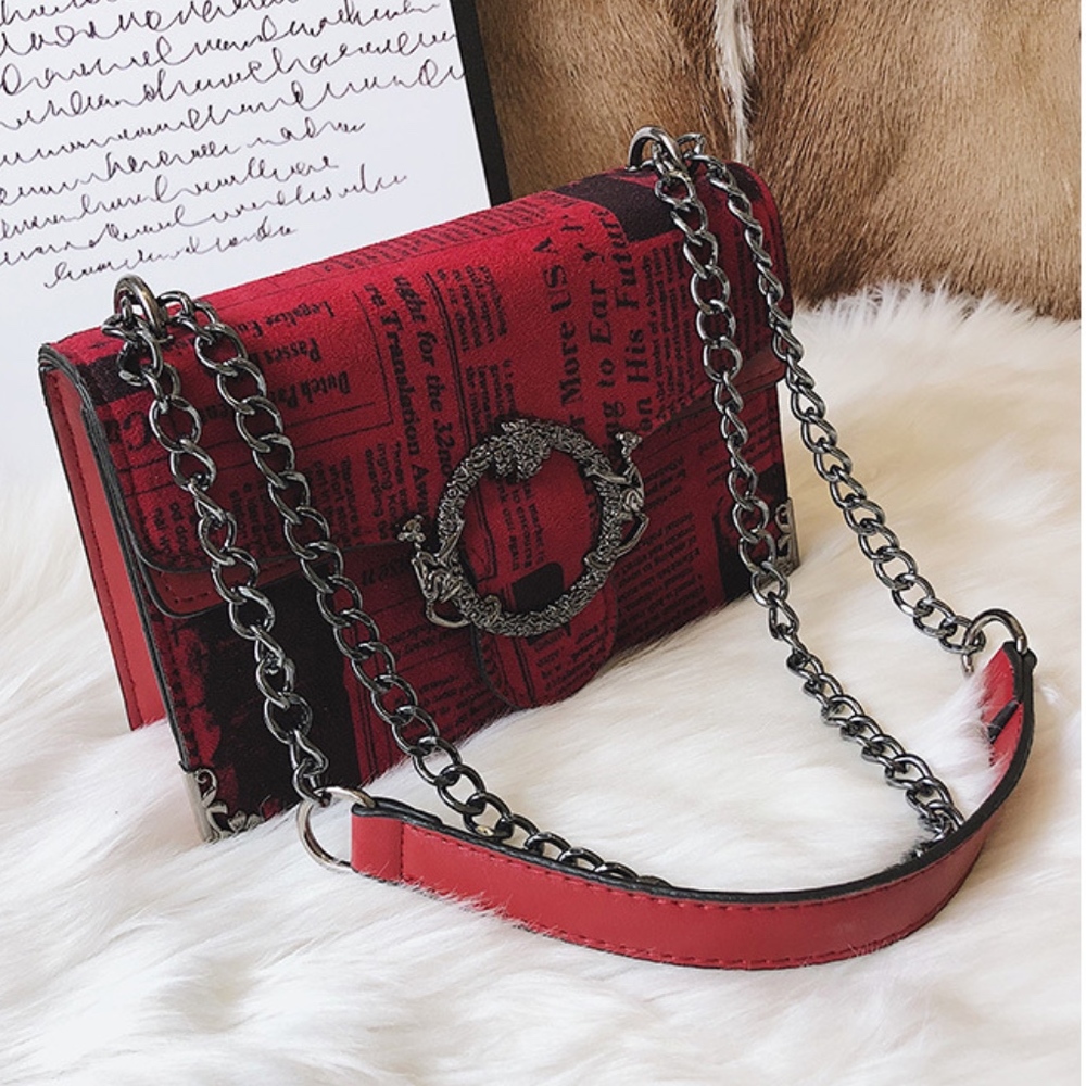 European Vintage Newspaper Style Bag NWT